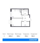 Планировка 1-комнатной квартиры, 32,33 м2