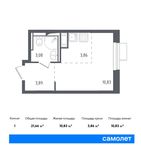 Планировка квартиры студии, 21,66 м2