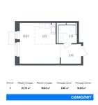 Планировка квартиры студии, 21,73 м2