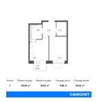 Планировка 1-комнатной квартиры, 33,04 м2