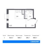 Планировка квартиры студии, 21,62 м2