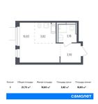 Планировка квартиры студии, 21,73 м2