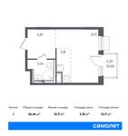 Планировка квартиры студии, 26,46 м2