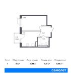 Планировка 1-комнатной квартиры, 35 м2