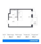 Планировка квартиры студии, 26,46 м2