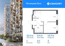 Планировка 1-комнатной квартиры, 32,3 м2