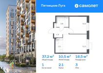 Планировка 1-комнатной квартиры, 37,24 м2