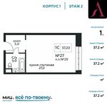 Планировка квартиры студии, 37,2 м2