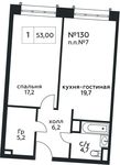 Планировка 1-комнатной квартиры, 53 м2