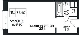 Планировка квартиры студии, 32,4 м2
