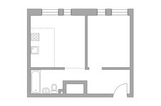 Планировка 2-комнатной квартиры, 34,8 м2