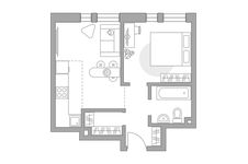 Планировка 2-комнатной квартиры, 35,7 м2