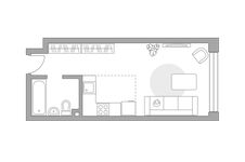 Планировка квартиры студии, 25,6 м2