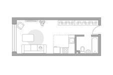 Планировка квартиры студии, 26,8 м2