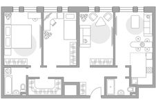 Планировка 4-комнатной квартиры, 83 м2