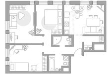 Планировка 4-комнатной квартиры, 75,4 м2