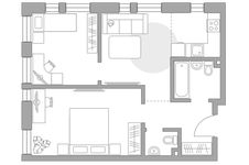 Планировка 3-комнатной квартиры, 51,5 м2