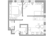 Планировка 3-комнатной квартиры, 55,8 м2
