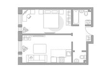 Планировка 2-комнатной квартиры, 47,2 м2