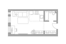 Планировка квартиры студии, 32,5 м2