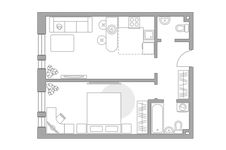 Планировка 2-комнатной квартиры, 51,8 м2
