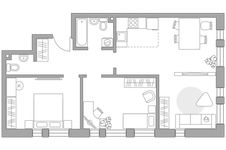 Планировка 3-комнатной квартиры, 67,7 м2