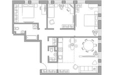 Планировка 4-комнатной квартиры, 94 м2