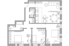Планировка 4-комнатной квартиры, 94,4 м2