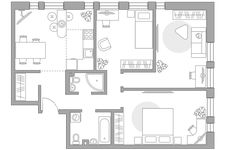 Планировка 4-комнатной квартиры, 79,2 м2
