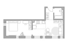 Планировка 2-комнатной квартиры, 36,8 м2
