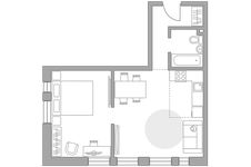 Планировка 2-комнатной квартиры, 45,2 м2
