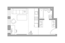 Планировка квартиры студии, 29 м2