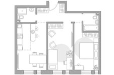 Планировка 3-комнатной квартиры, 61,4 м2