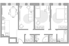 Планировка 4-комнатной квартиры, 82,6 м2