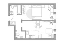 Планировка 2-комнатной квартиры, 45,9 м2