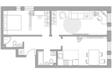 Планировка 3-комнатной квартиры, 65,9 м2
