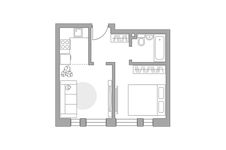Планировка 2-комнатной квартиры, 33,5 м2