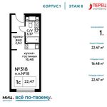 Планировка квартиры студии, 22,47 м2