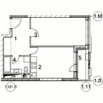 Планировка 1-комнатной квартиры, 42,7 м2