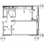 Планировка 1-комнатной квартиры, 41,6 м2