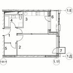 Планировка 1-комнатной квартиры, 41,6 м2