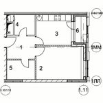 Планировка 1-комнатной квартиры, 35,5 м2