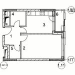 Планировка 1-комнатной квартиры, 41,8 м2