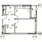 Планировка 2-комнатной квартиры, 63,6 м2