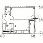 Планировка 1-комнатной квартиры, 41,5 м2