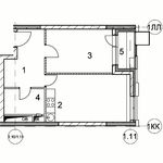 Планировка 1-комнатной квартиры, 41,1 м2