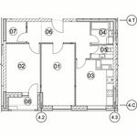 Планировка 2-комнатной квартиры, 66,6 м2