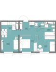 Планировка 3-комнатной квартиры, 57,1 м2