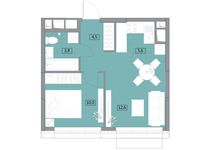 Планировка 2-комнатной квартиры, 36,51 м2