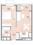 Планировка 2-комнатной квартиры, 42,85 м2